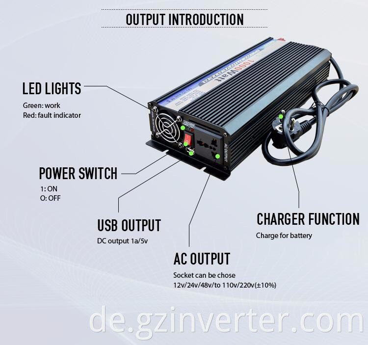 Micro -Wechselrichter 1 kW DC AC UPS Wechselrichter mit Batterieladung zum Verkauf